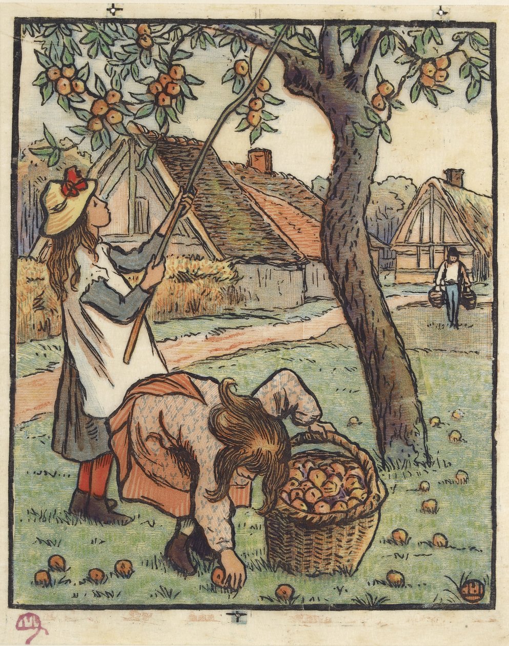 Eplehøsten, 1889 av Lucien Pissarro