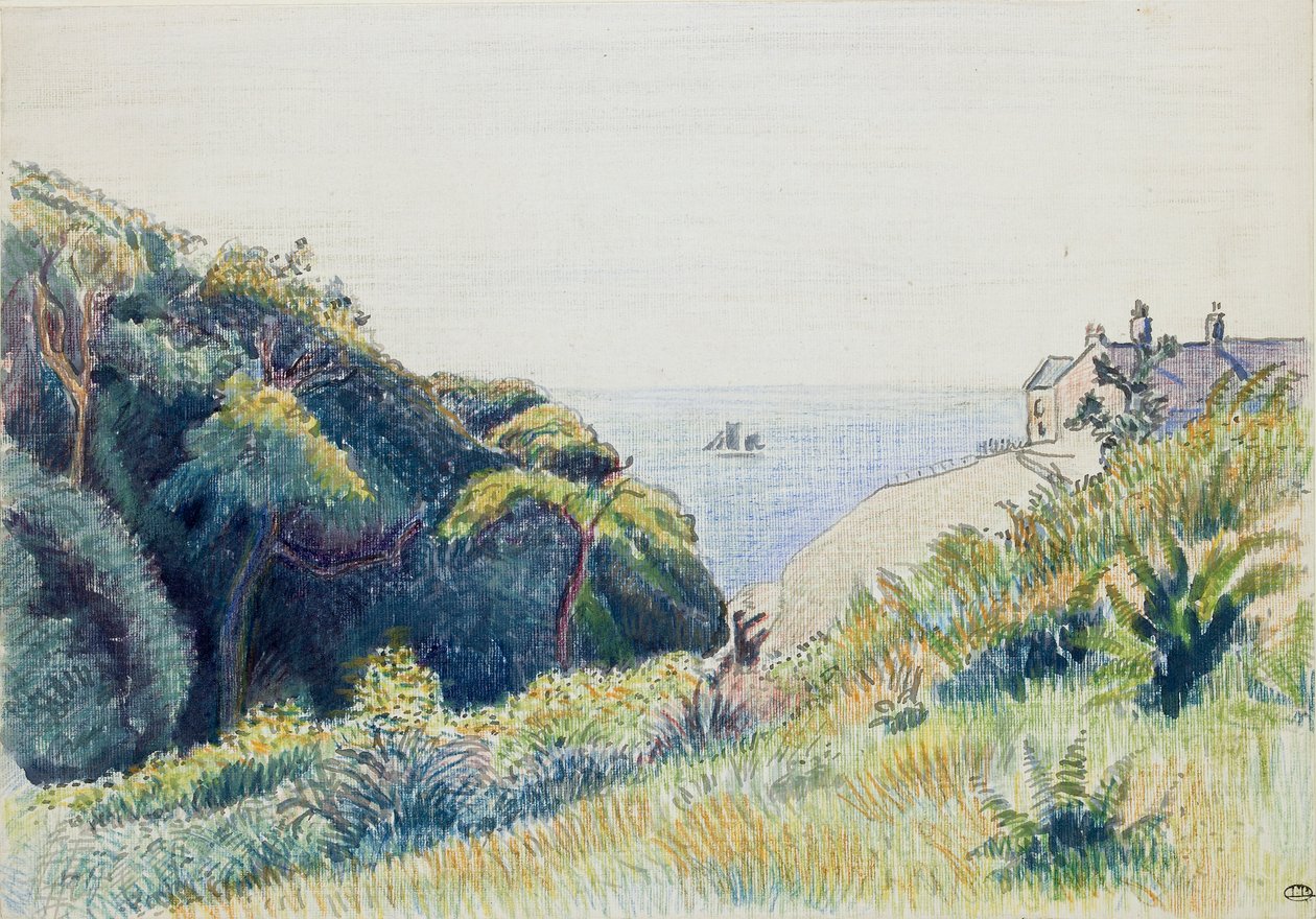 Kystvaktens hus, Ecclesbourne, 1918 av Lucien Pissarro