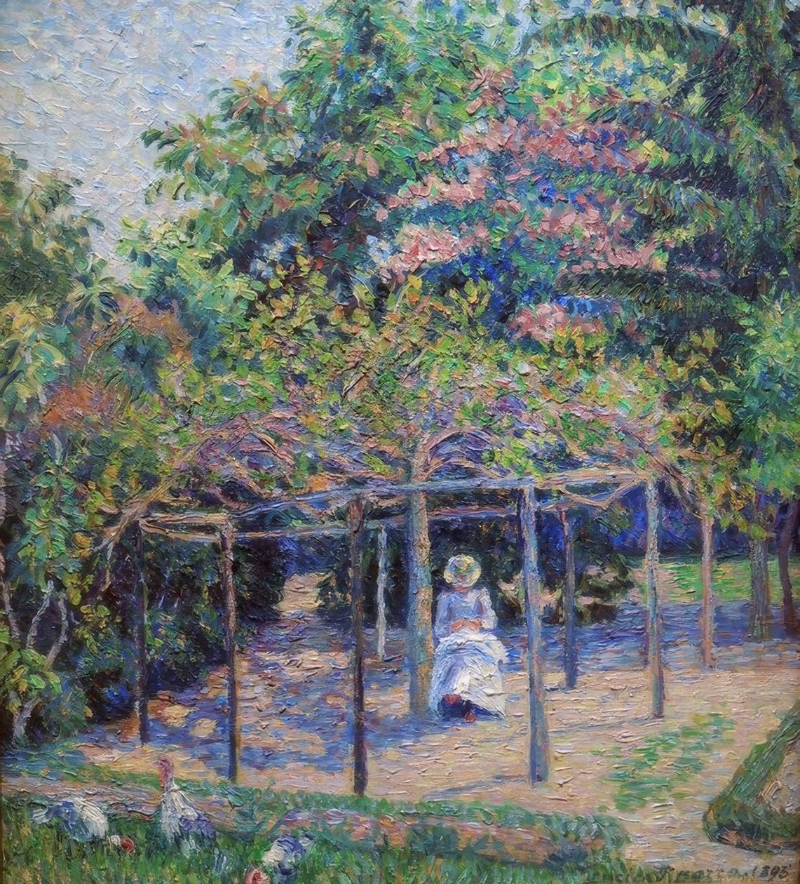 Kalkunene (eller Esther i hagen, Eragny) av Lucien Pissarro