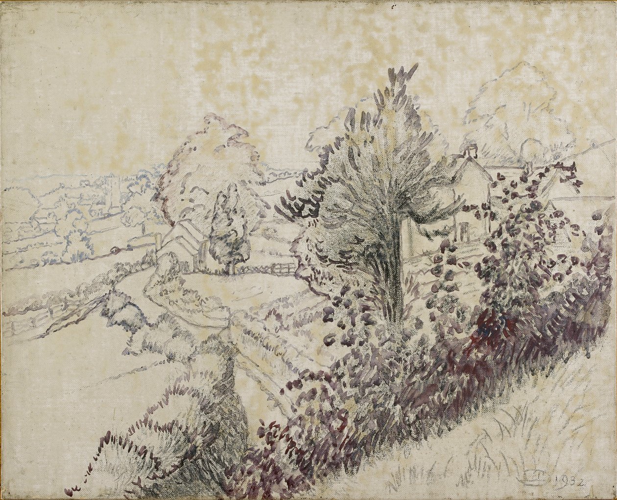 Utsikt over Leintwardine, 1932 av Lucien Pissarro