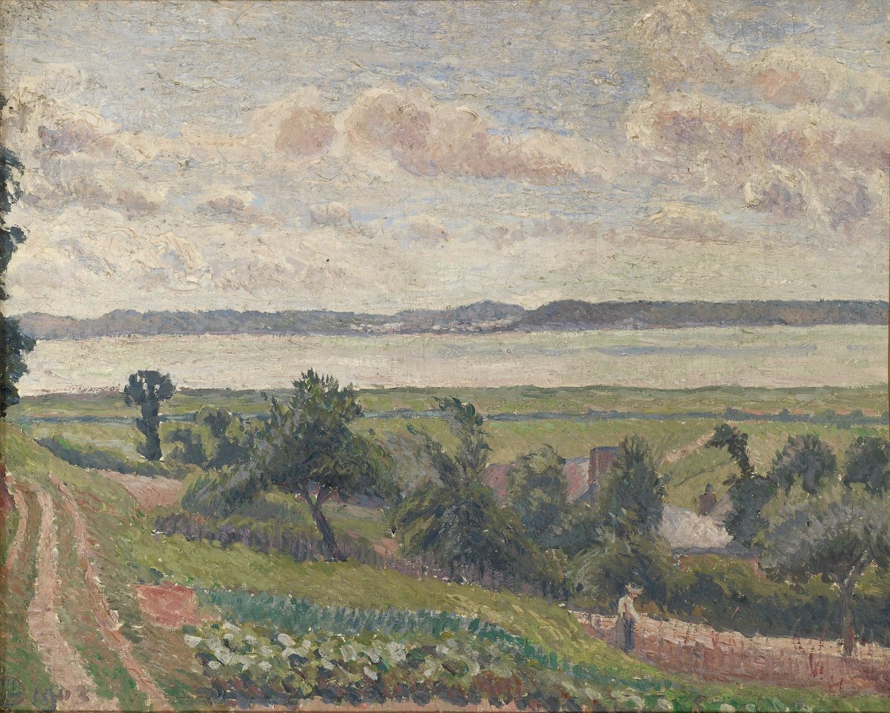 Utsikt over elvemunningen, Harfleur, 1903 av Lucien Pissarro