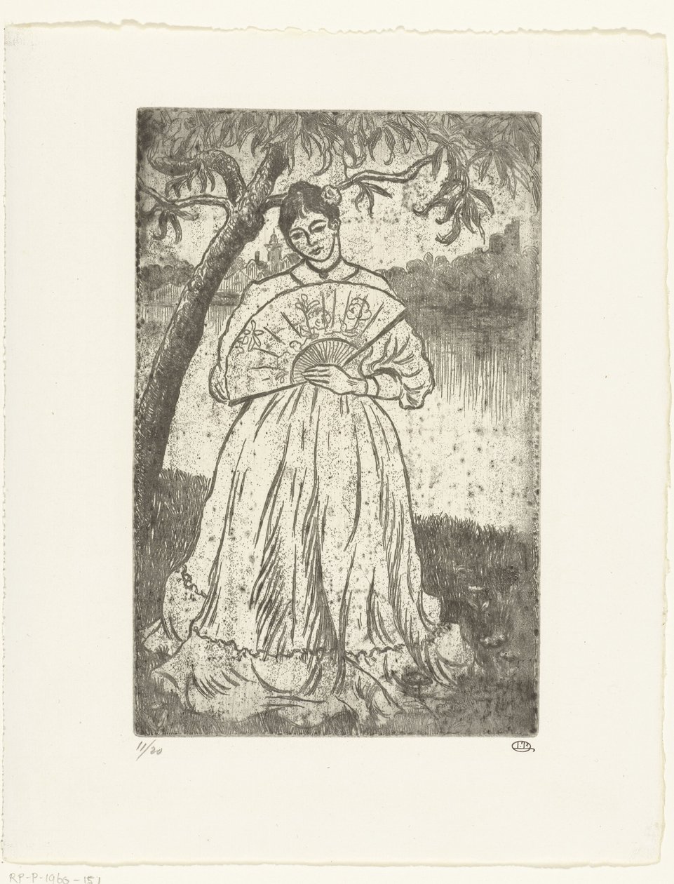 Kvinne med vifte av Lucien Pissarro