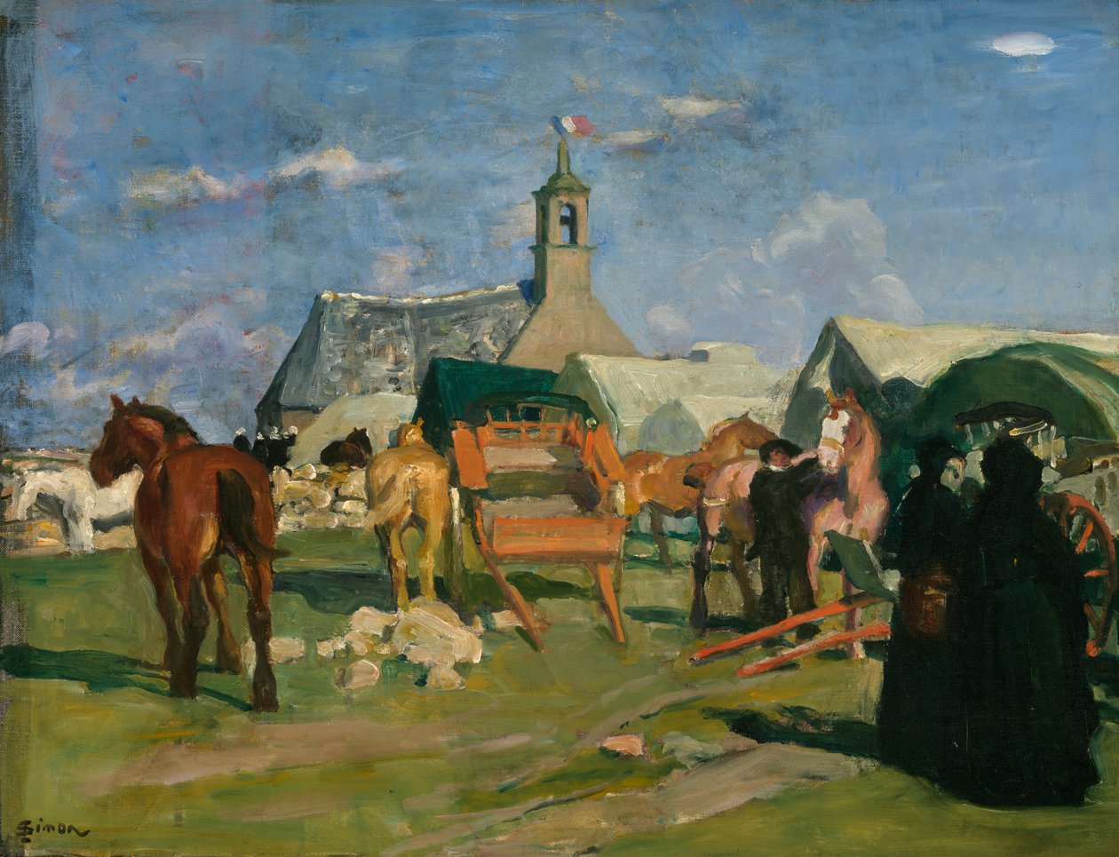 Staging post / Pardon de Notre-Dame de bon voyage (Pointe du Raz), ca. 1913 (olje på lerret) av Lucien Simon