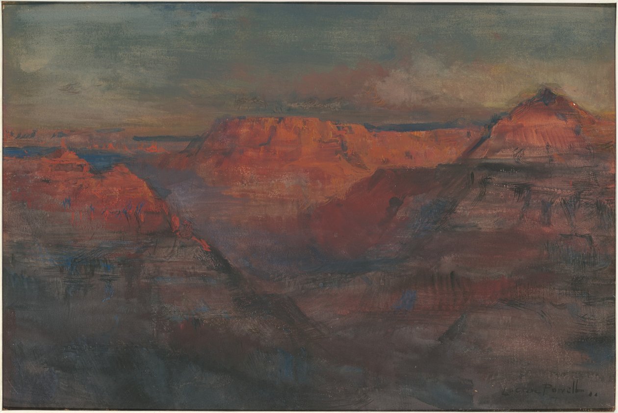The Afterglow, Grand Canyon, Arizona, ca. 1904 (w/c & gouache på papp) av Lucien Whiting Powell