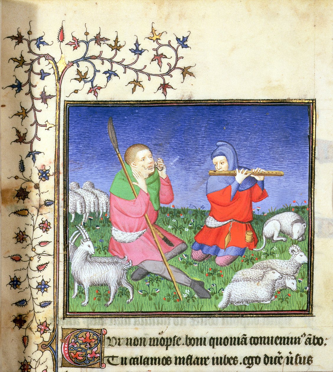 MS. 307, fol.20r Illustrasjon til Eclogue 5, Paris, ca. 1410 av Lucon Master