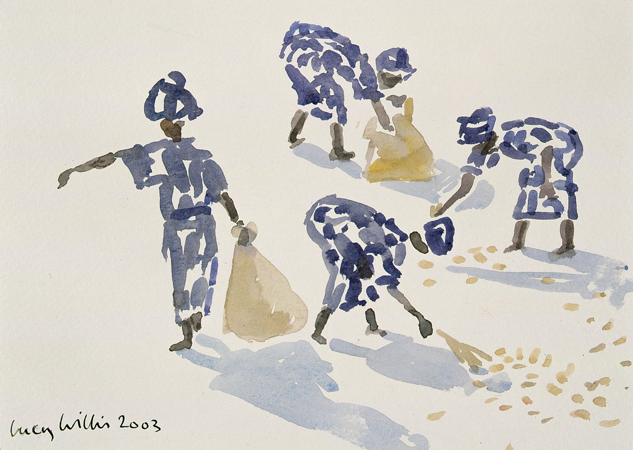 Clearing Leaves, Senegal, 2003 (wc på papir) av Lucy Willis