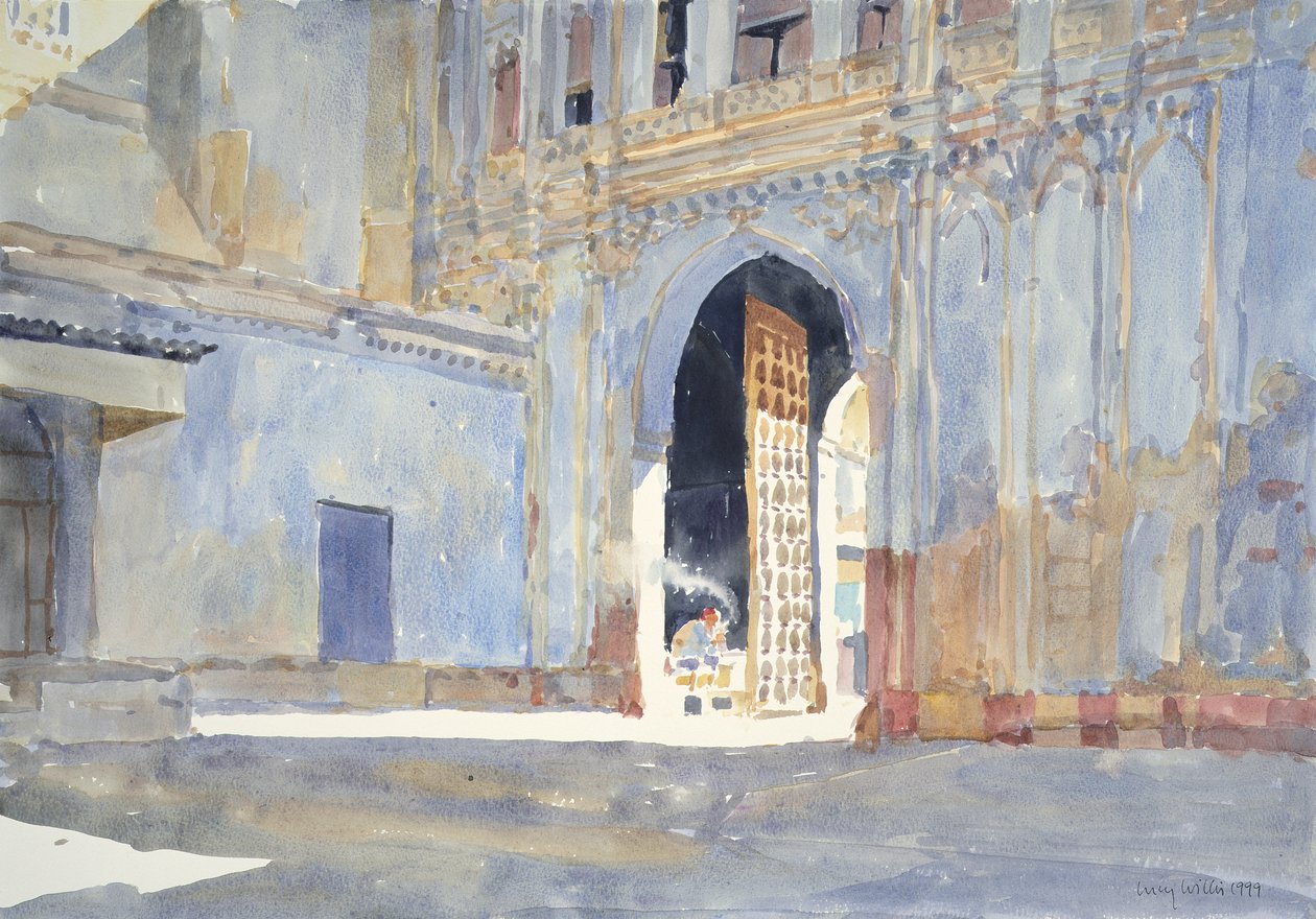 Palace Gate, Gujarat (wc på papir) av Lucy Willis
