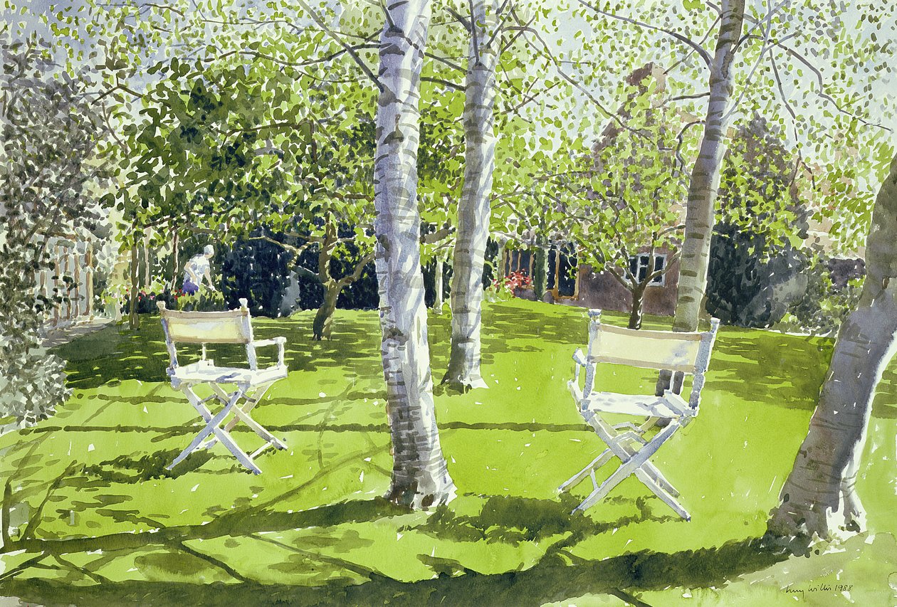 Silver Birches, 1988 (wc på papir) av Lucy Willis