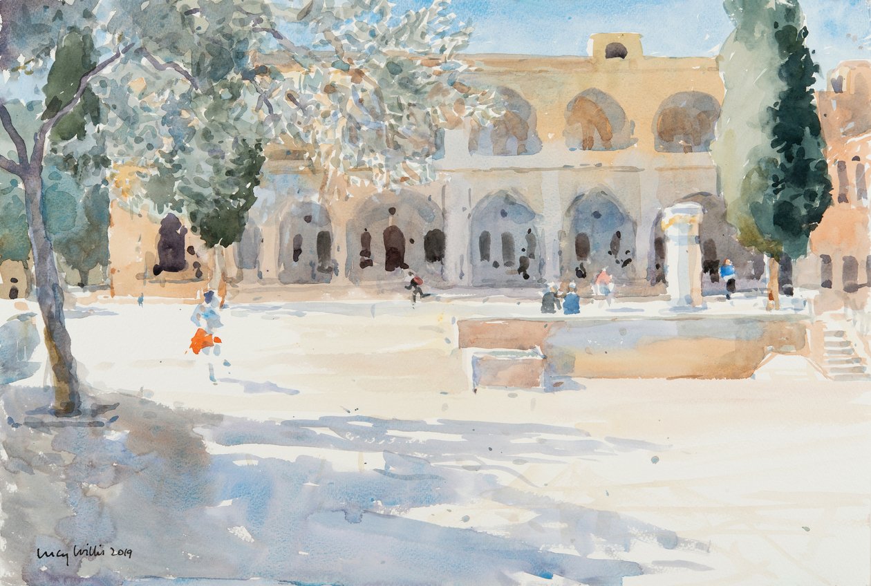 Batei Mahase Square, Old Jerusalem, 2019 (w/c på papir) av Lucy Willis