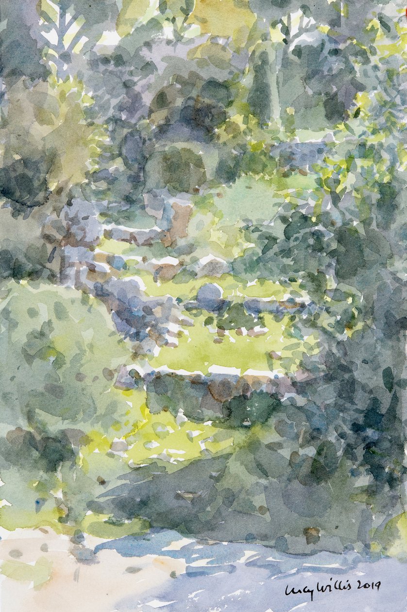 Hillside Steps, Ein Kerem, Israel, 2019 (w/c på papir) av Lucy Willis