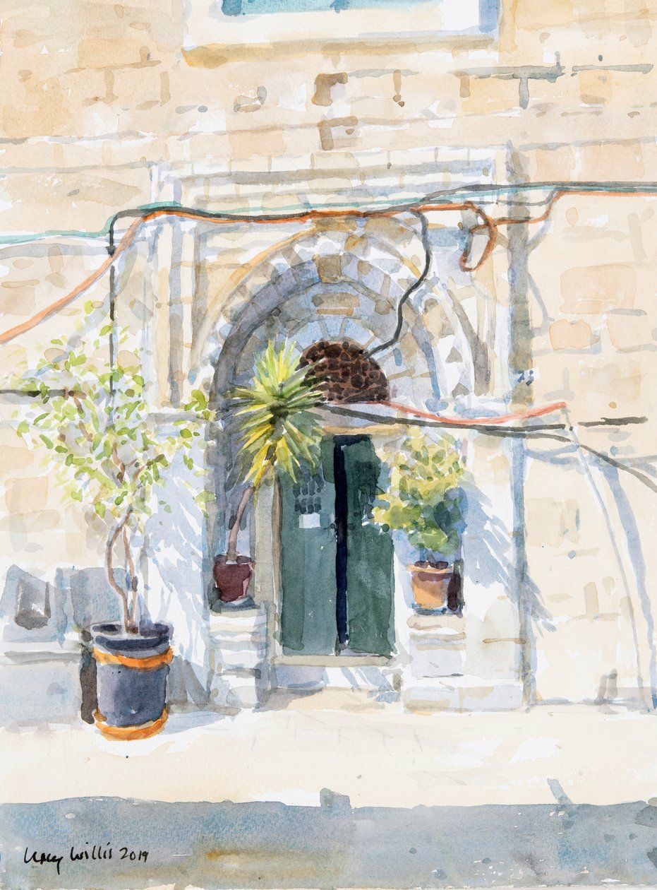 I The Muslim Quarter, Jerusalem, 2019 (w/c på papir) av Lucy Willis