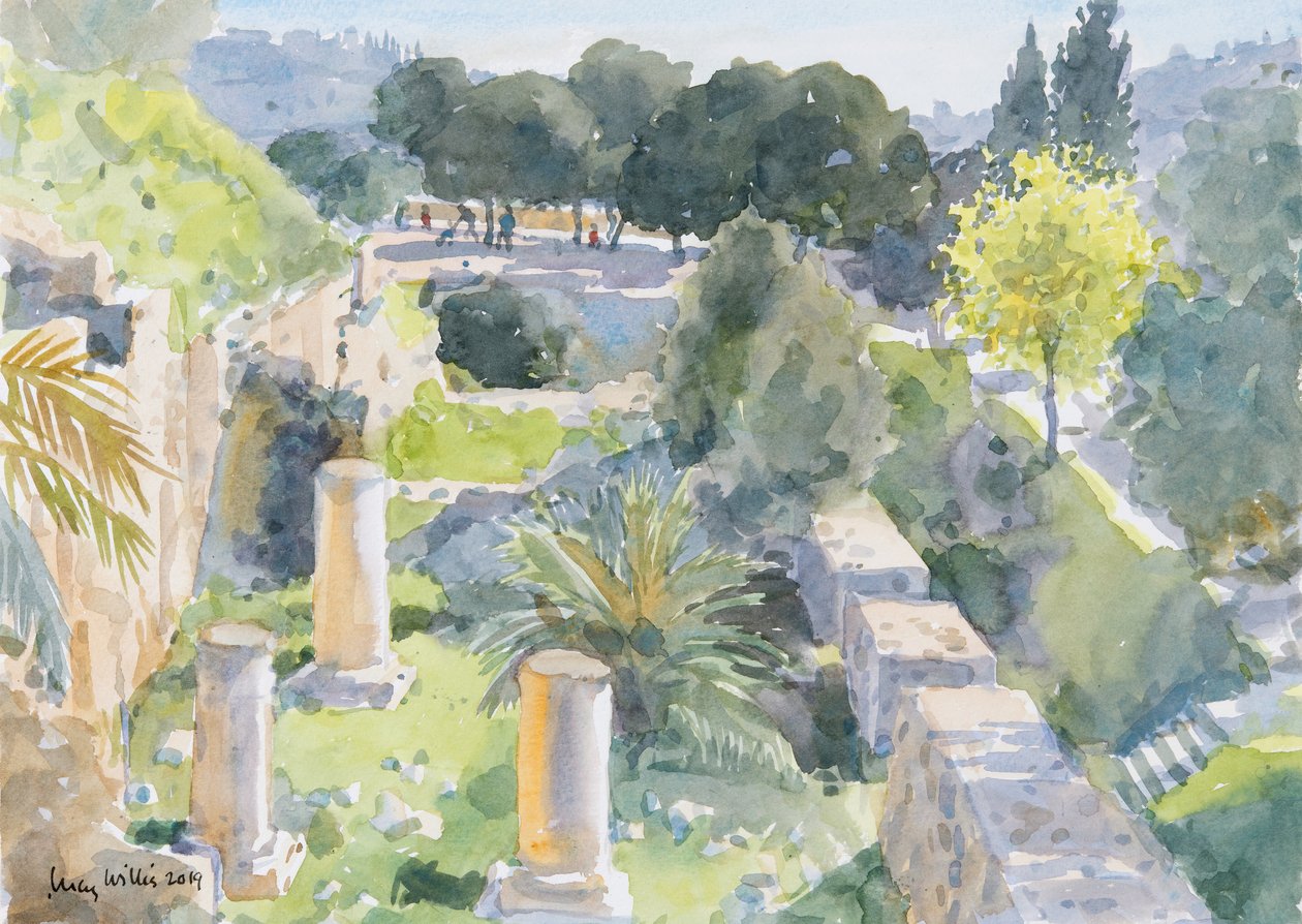 Roman Columns, Old Jerusalem, 2019 (w/c på papir) av Lucy Willis