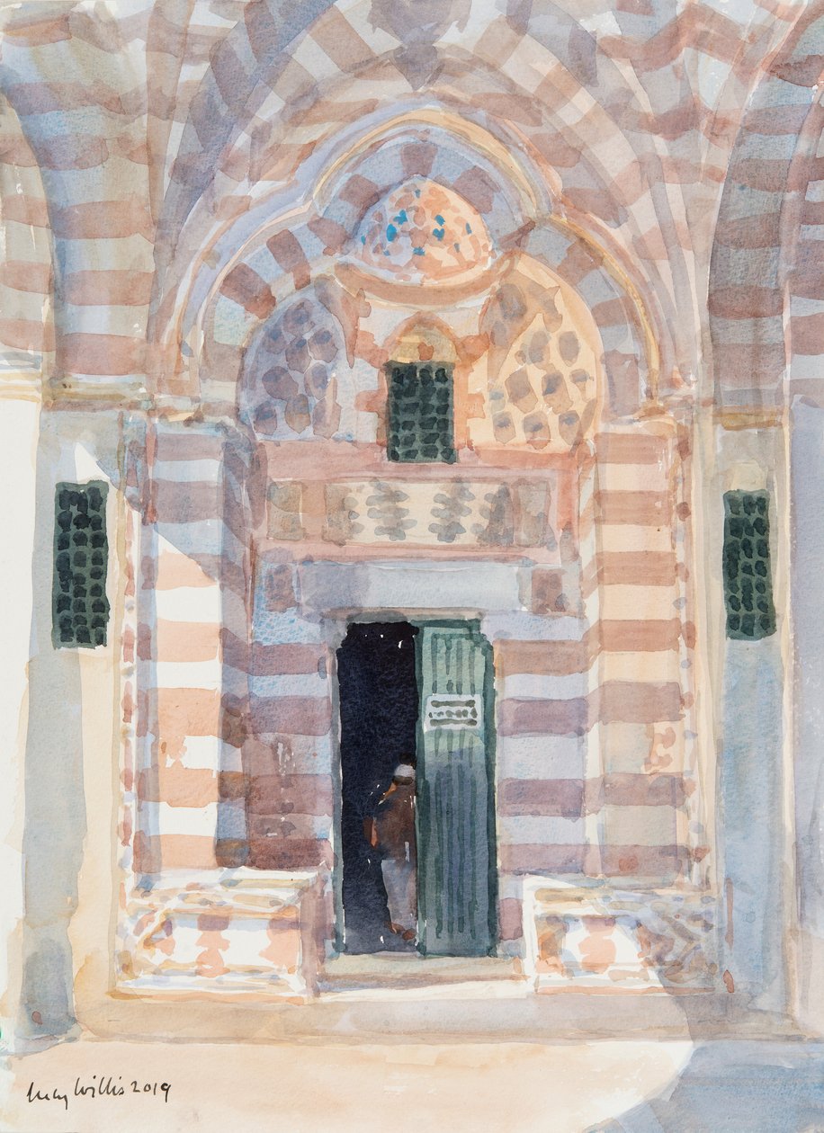 Shaded Entrance, Tempelhøyden, Jerusalem, 2019 (w/c på papir) av Lucy Willis