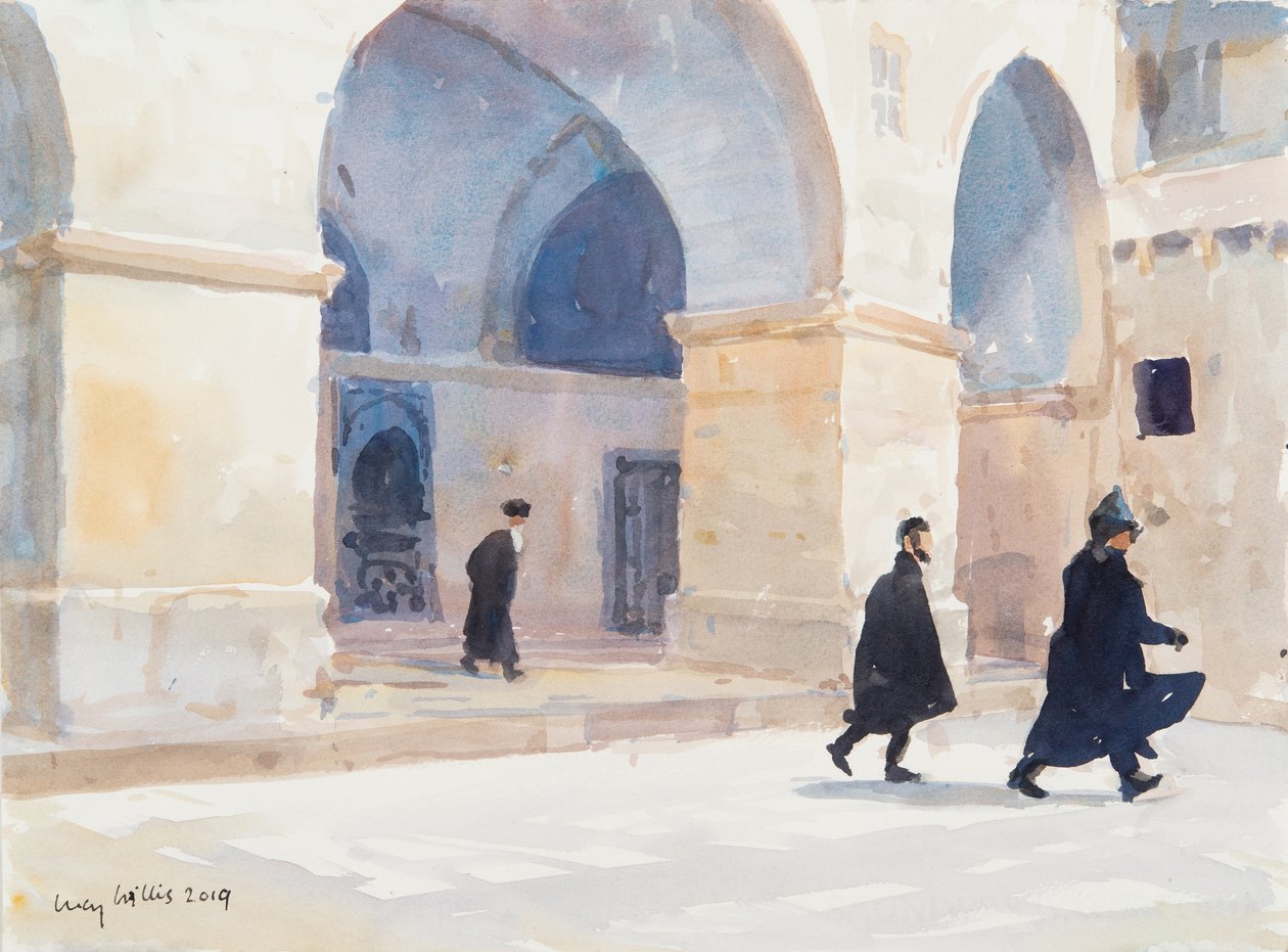 Armenerne, Jerusalem, 2019 (w/c på papir) av Lucy Willis