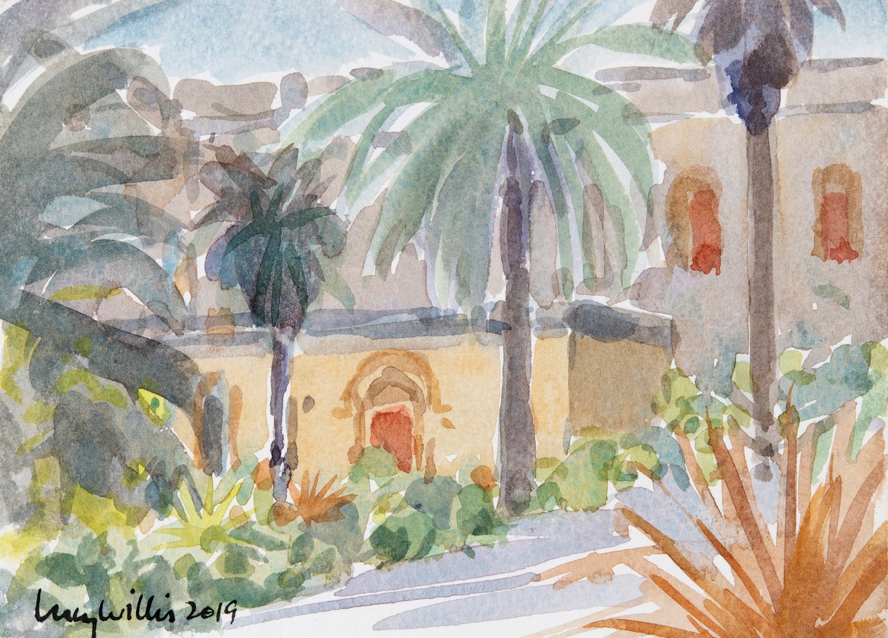 The Benedictine Abbey, Abu Ghosh, Isreal, 2019 (w/c på papir) av Lucy Willis