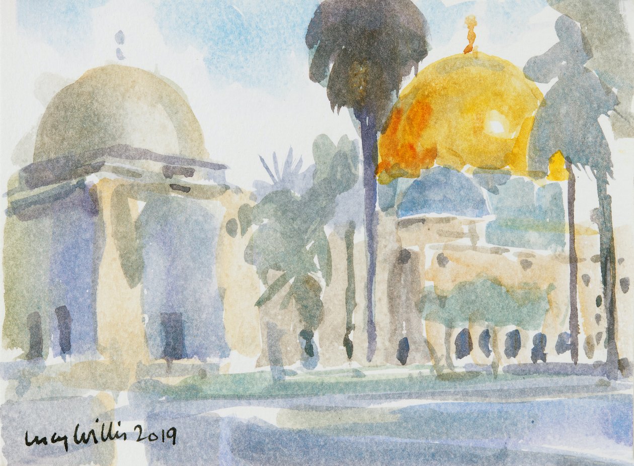 The Golden Dome, Jerusalem, 2019 (w/c på papir) av Lucy Willis
