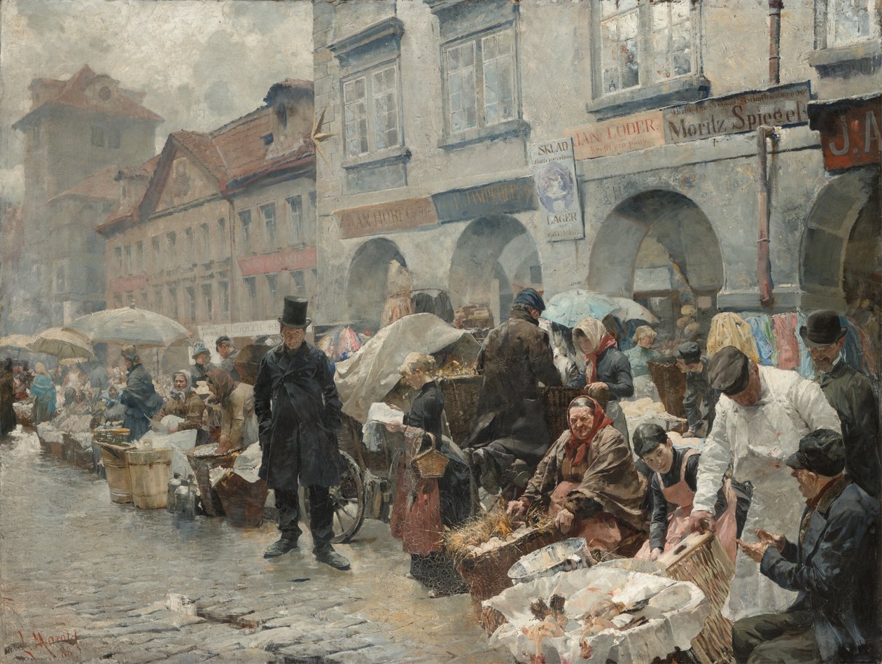 Eggmarkedet i Praha, 1888 av Ludek or Ludwig Marold
