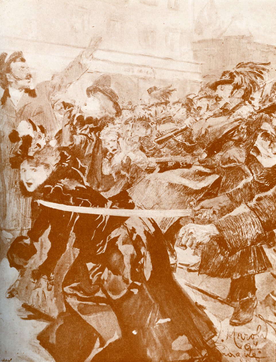 Demonstrasjon (Praha 1897) - Tsjekkisk karikatur av Ludek or Ludwig (after) Marold