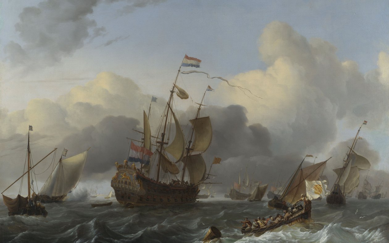 Eendracht og en flåte av nederlandske krigsmenn, ca. 1670-75 av Ludolf Backhuysen
