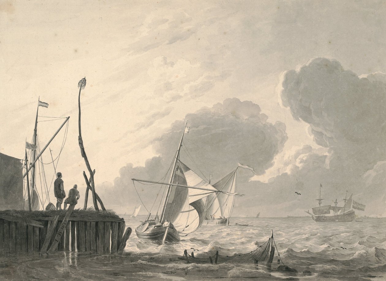 Harbour on the Sea i Gathering Thunderstorm av Ludolf Bakhuizen