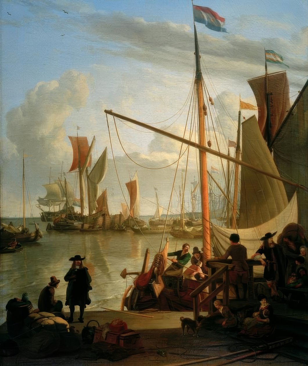 Ij foran Amsterdam fra Mosselsteiger eller Bothhuisjes av Ludolf Backhuysen