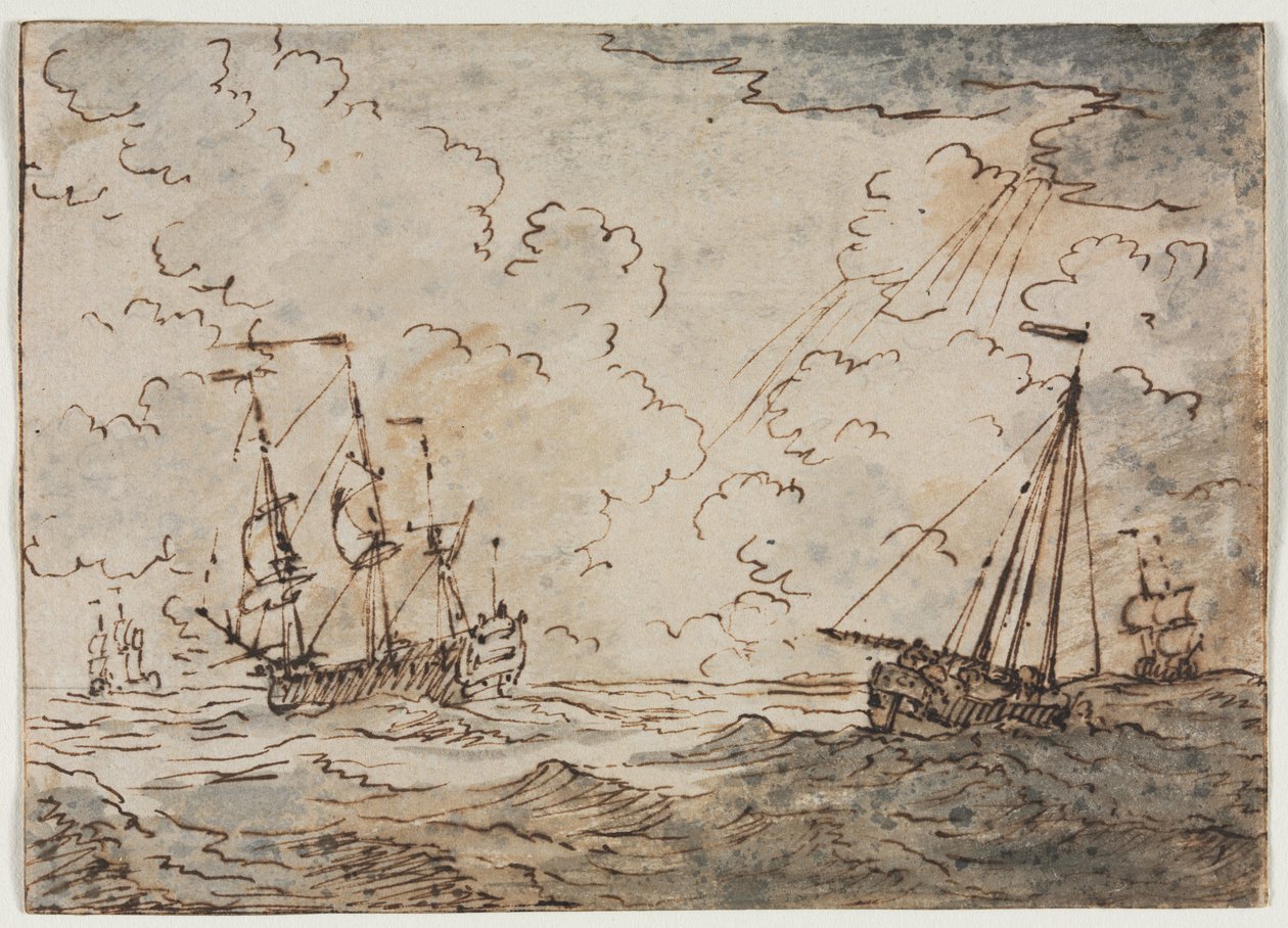 Skip til sjøs, 1600-tallet. av Ludolf Backhuysen