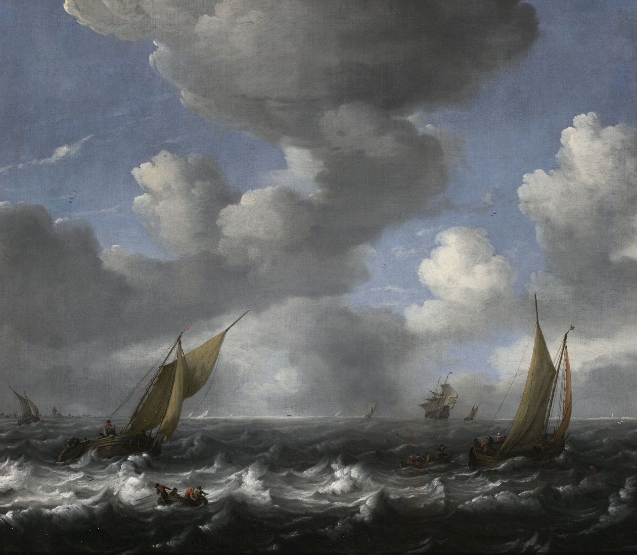 Havlandskap med fiskebåter av Ludolf Bakhuizen