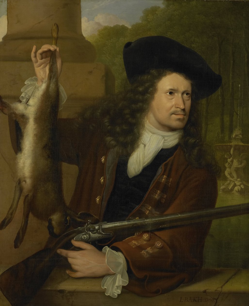 Jan de Hooghe (1650-1731). Anna de Hooghes fetter, kledd for skyting av Ludolf Bakhuysen
