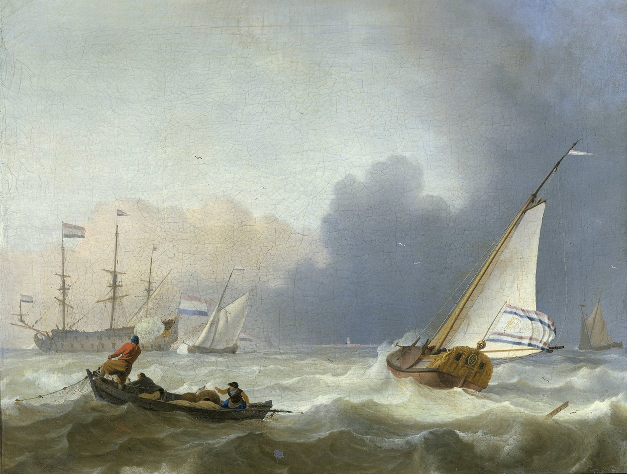 Røft hav med en nederlandsk yacht Røft hav med en nederlandsk yacht under seil av Ludolf Bakhuysen