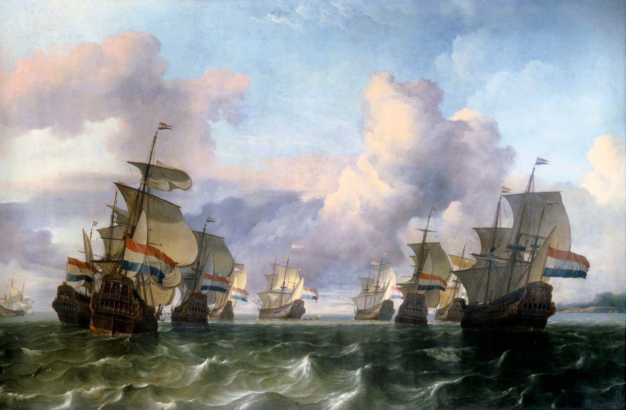 Den nederlandske fløyen av India Company. Maleri av Ludolf Backhuysen (1631-1708) Ec. Hol. av Ludolf I Backhuysen