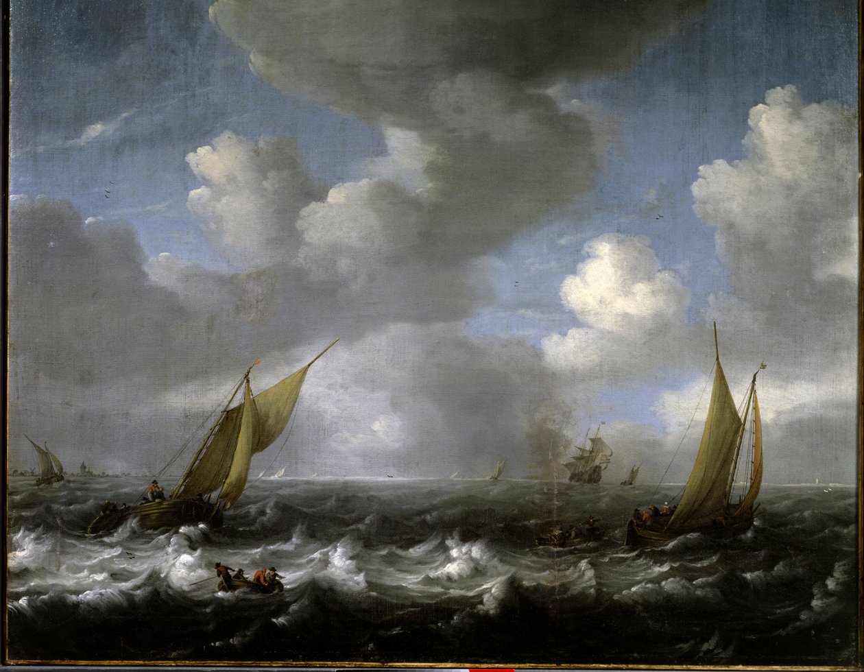 Marinen. Maleri av Ludolf Backhuysen (1631-1708) Ec. Hol. av Ludolf I Backhuysen