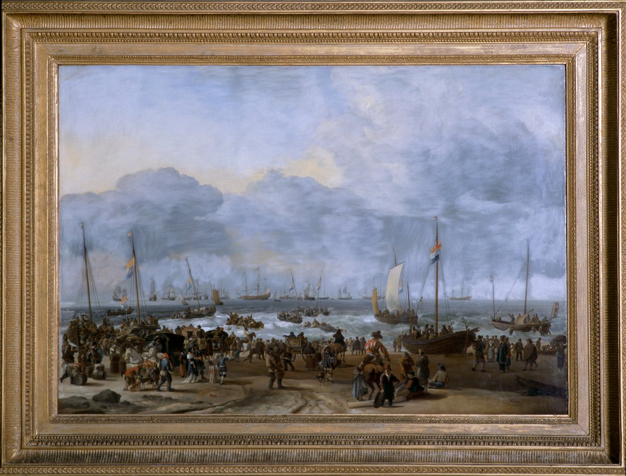 The Landing of William of Orange i Scheveningen (olje på lerret) av Ludolf I Backhuysen