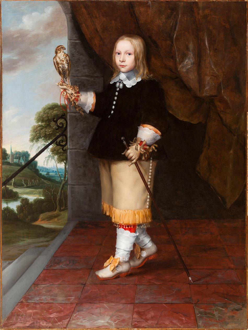 Portrett av en ung gutt som holder en tårnfalk av Ludolf de Jongh