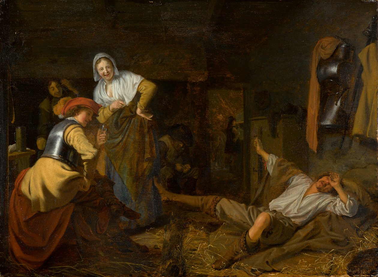 Soldater ved Reveille, rundt 1650 (olje på panel) av Ludolf de Jongh