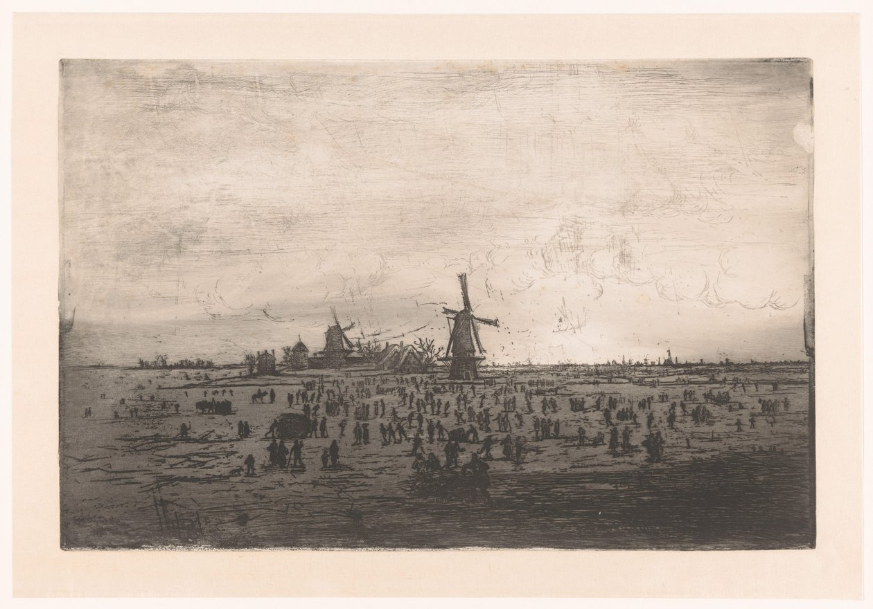 Nederlandsk vinterlandskap med vindmøller og skatere Nederlandsk vinterlandskap med vindmøller og skatere av Ludovic Napoléon Lepic