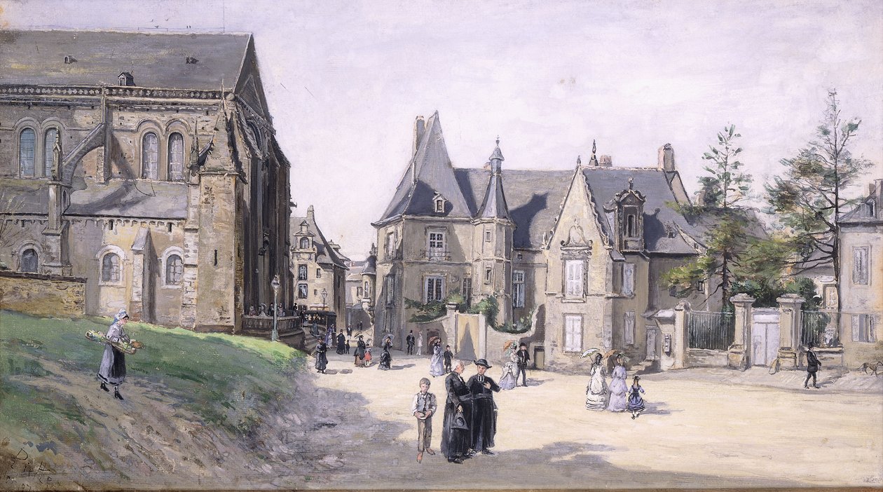 Den lille landsbyplassen; La Petite Place du Village, 1870 av Ludovic Piette