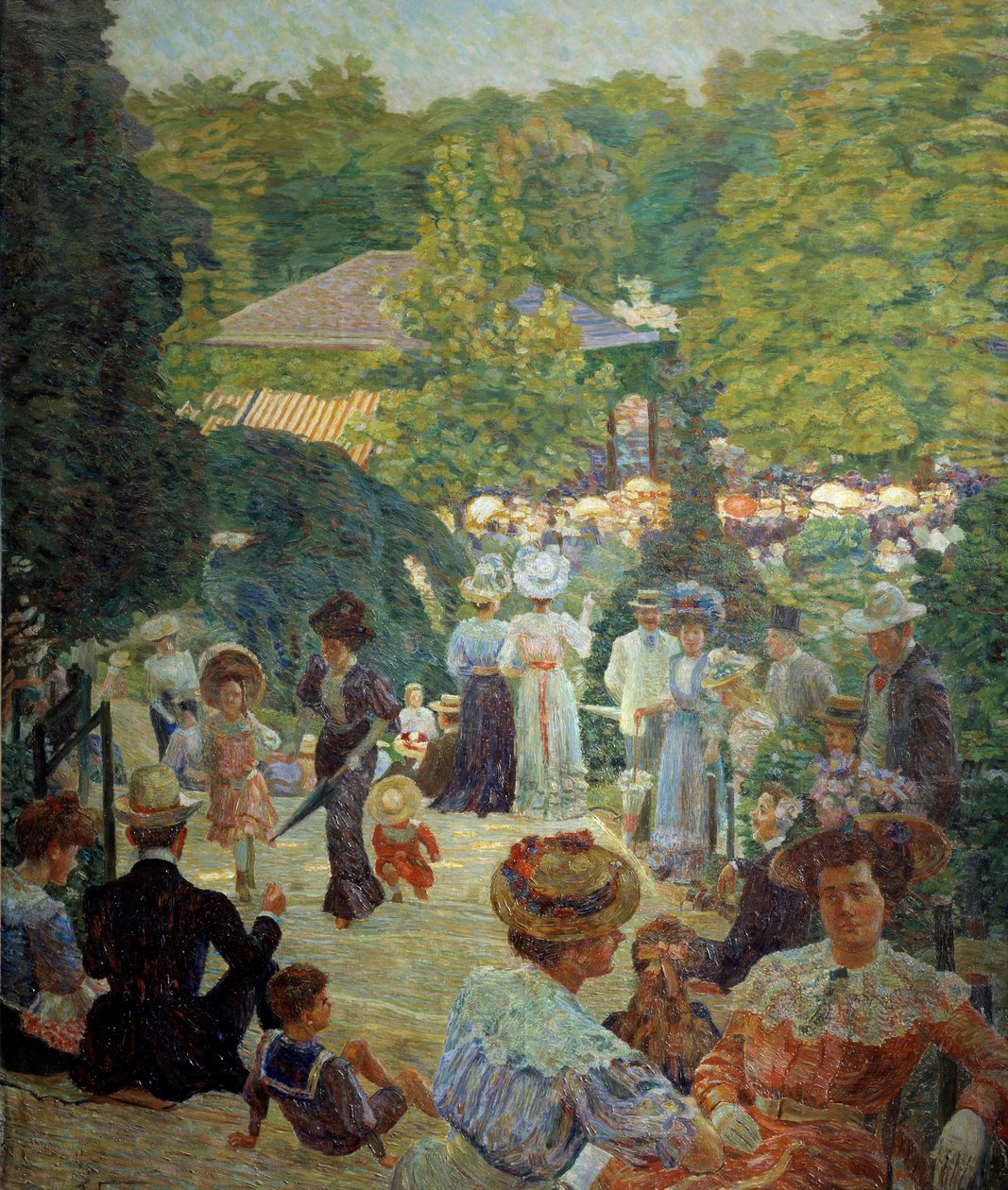 Parc Montsouris fra kiosken har musikk i 1900. Maleri av Ludovic Vallee (1864 - 1939) av Ludovic Vallee