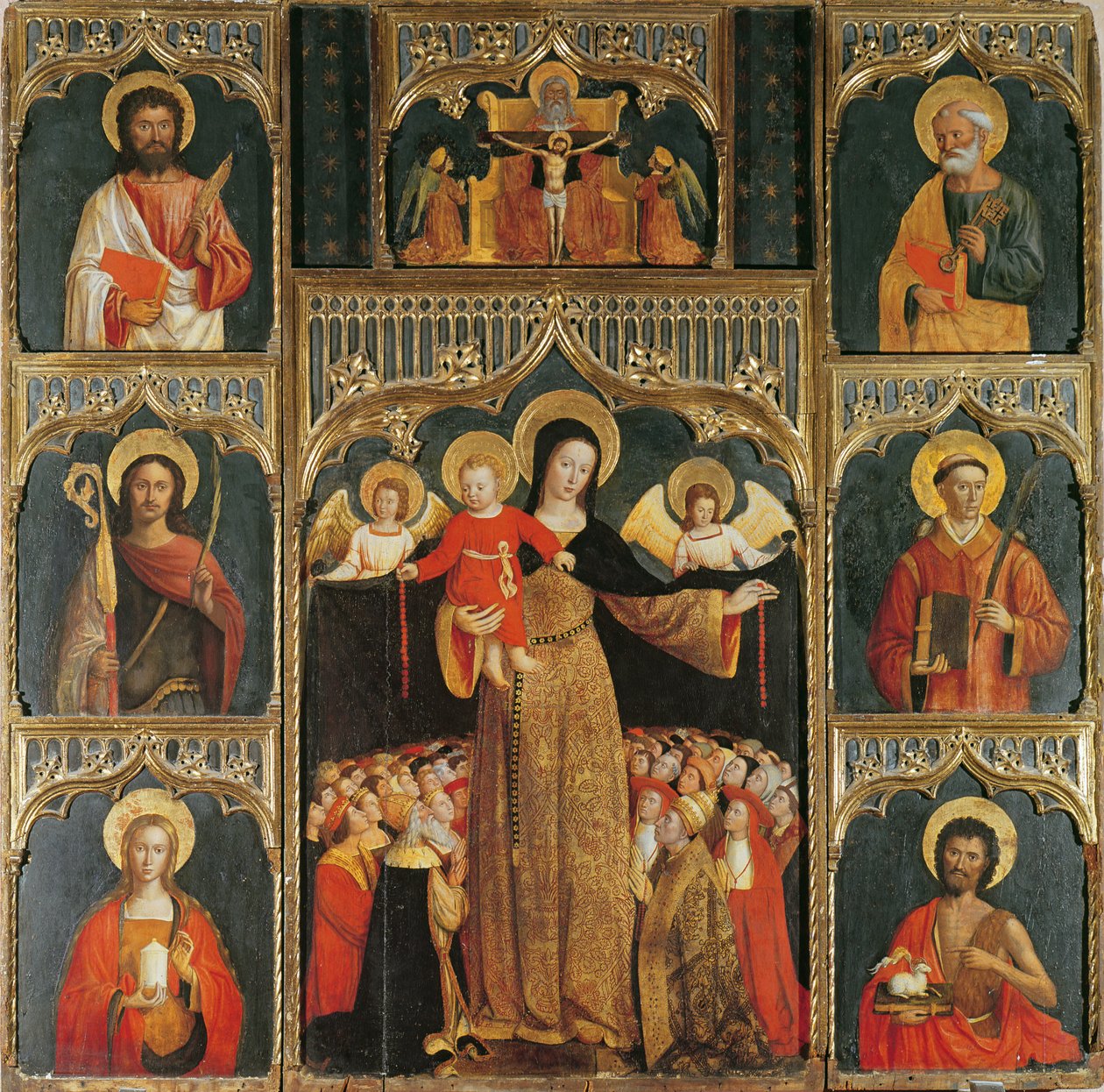 Altertavle av rosenkransens jomfru, ca. 1500 av Ludovico Brea