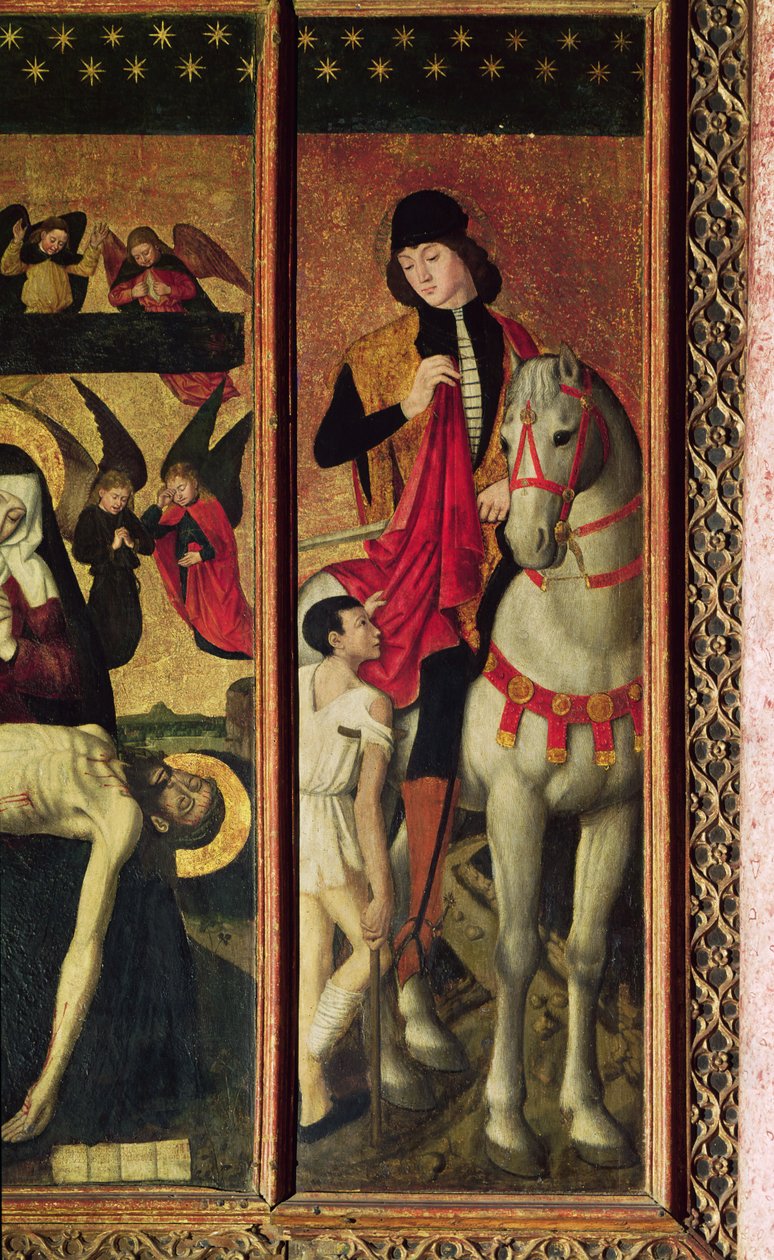 St. Martin, venstre panel fra en triptyk som viser Pieta mellom St. Martin og St. Catherine, 1475 (detalj fra 197121) av Ludovico Brea