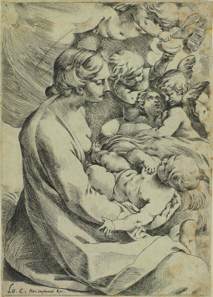 Jomfru og barn omgitt av engler av Ludovico Carracci
