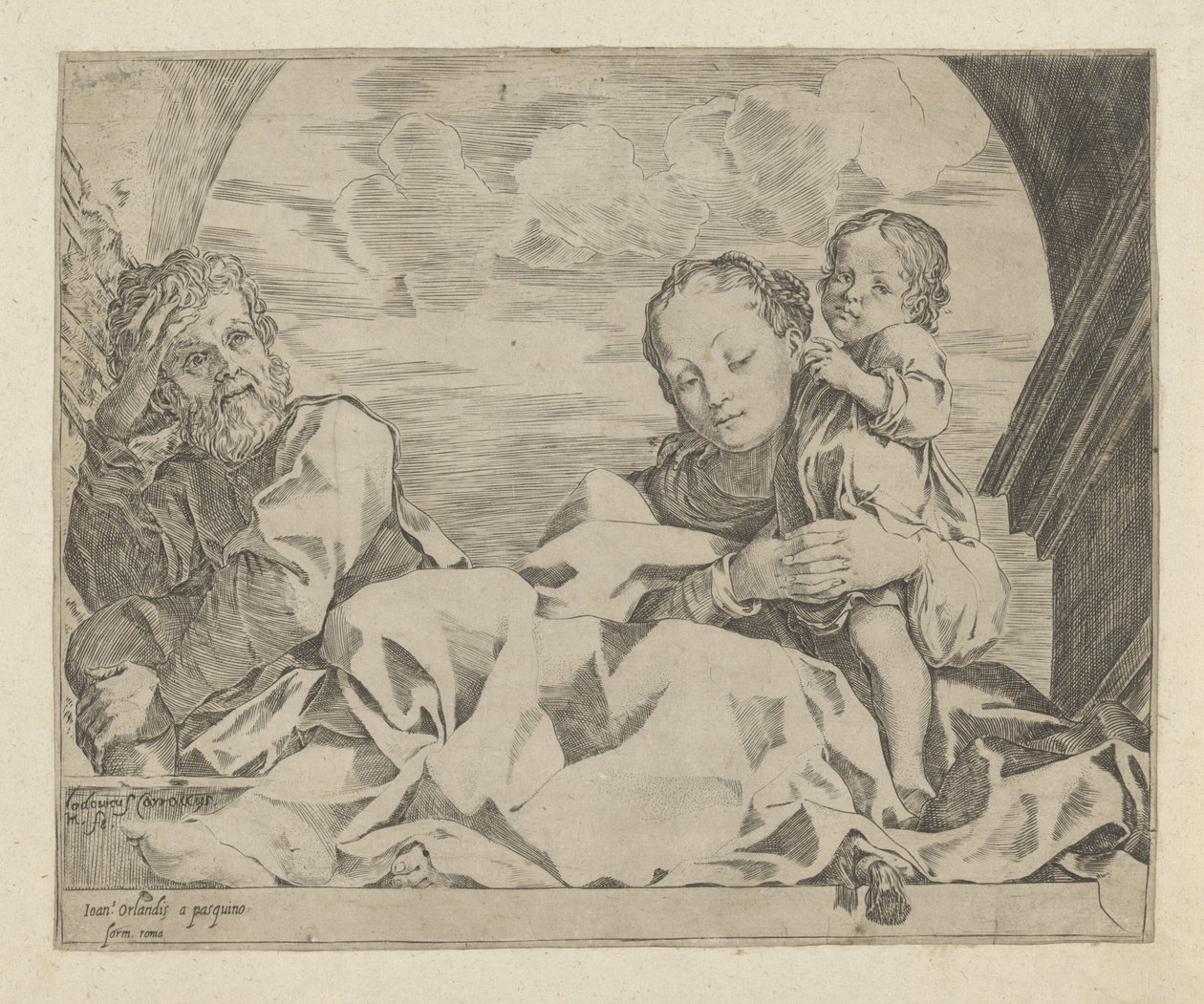 Hellig familie under en bue av Ludovico Carracci