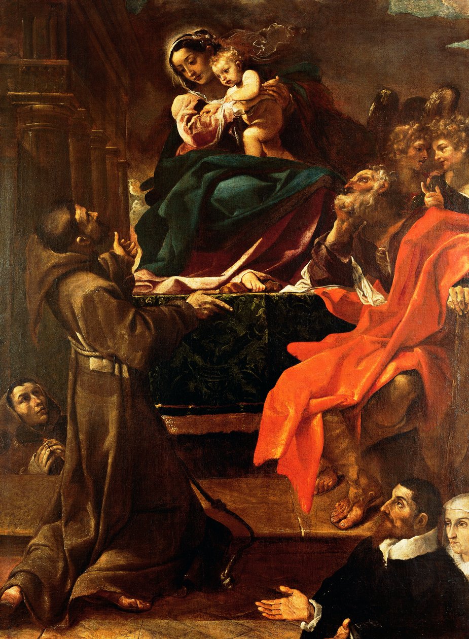 Hellig familie med St Francis og givere av Ludovico Carracci
