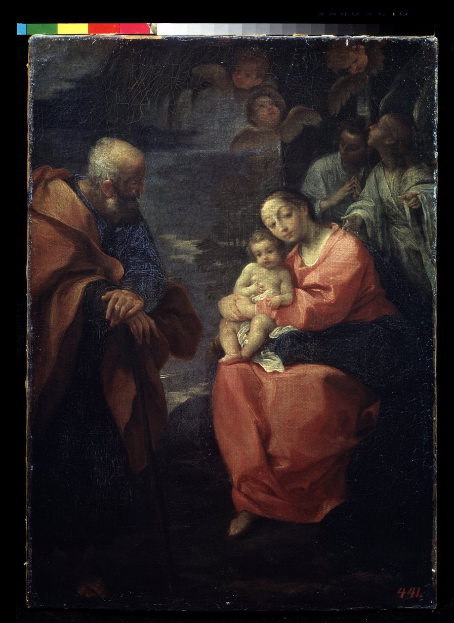 ""Den hellige familie hviler på flukt til Egypt"" (Den hellige familie under et palmetre (Hvil på flukt til Egypt)) Maleri av Ludovico Carracci (Ludovic Carracci) av Ludovico Carracci