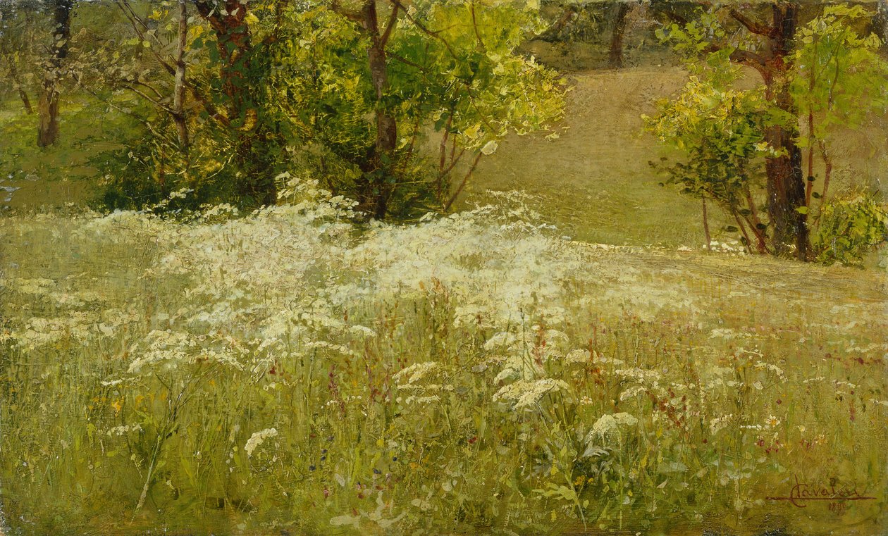 Cow Persille in a Meadow (olje på lerret) av Ludovico Cavaleri