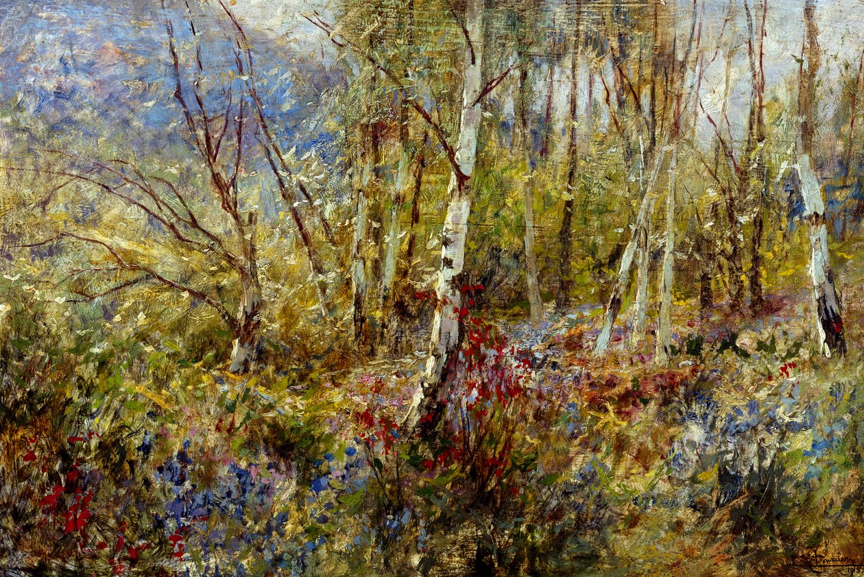 Woodland, av Ludovico Cavaleri (1867-1942), olje på panel, 50x75 cm av Ludovico Cavaleri