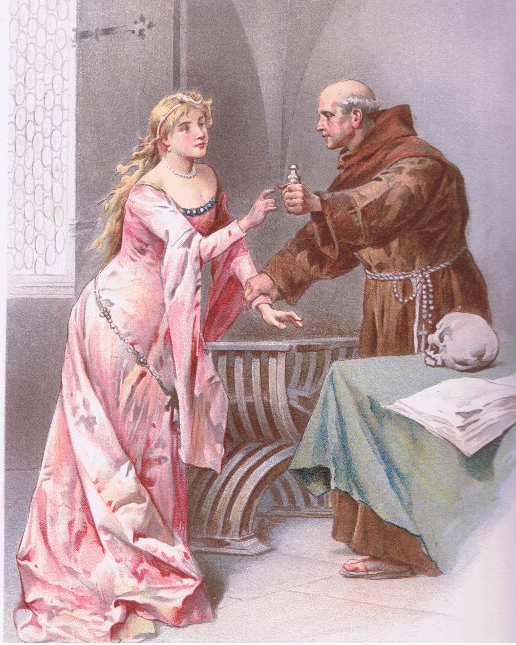 Friar Hold datter, jeg spionerer et slags håp., illustrasjon fra Romeo og Julie, av Ludovico Marchetti