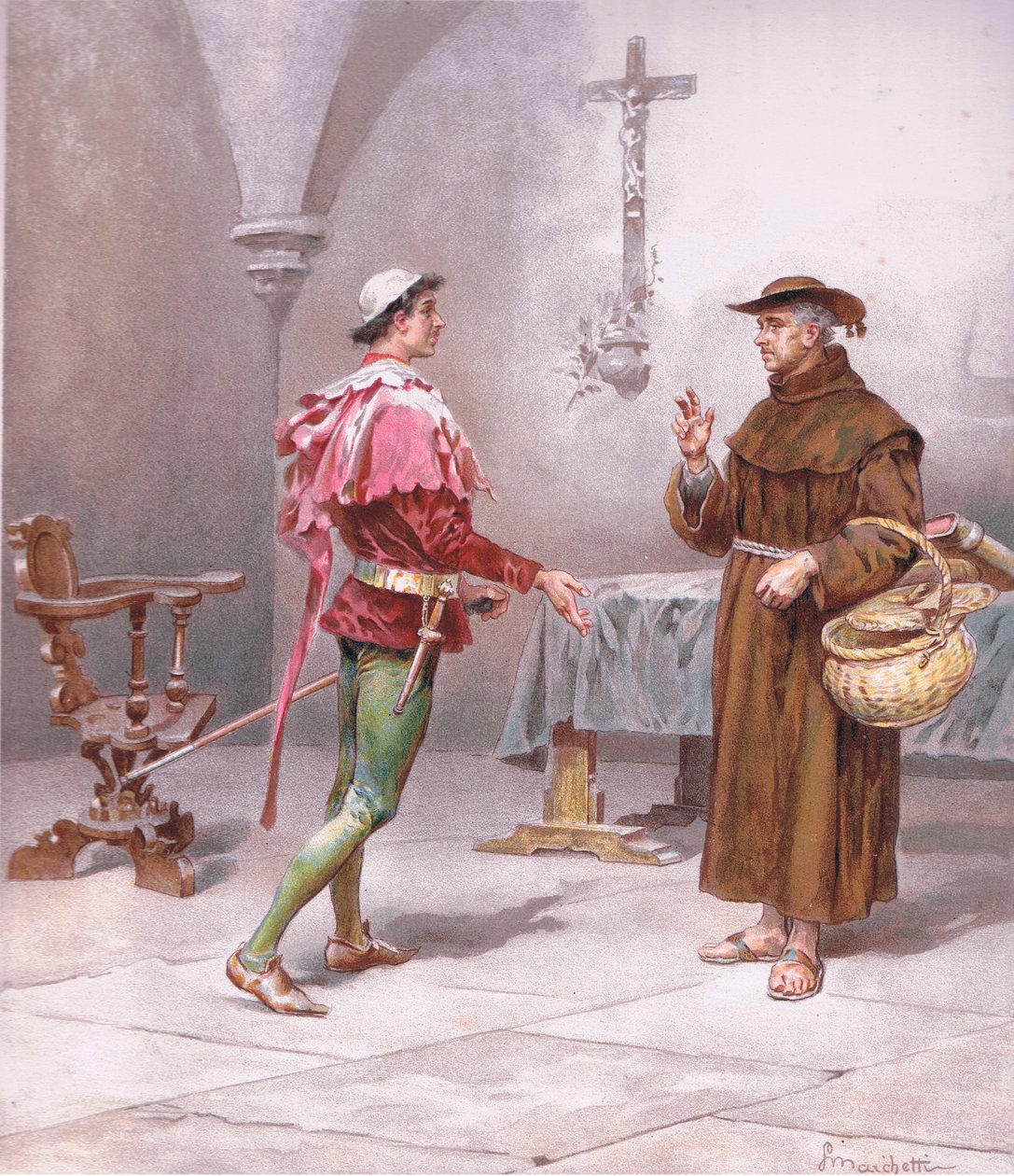 Broder Hellige Frans! For en forandring er her., illustrasjon fra Romeo og Julie, av Ludovico Marchetti