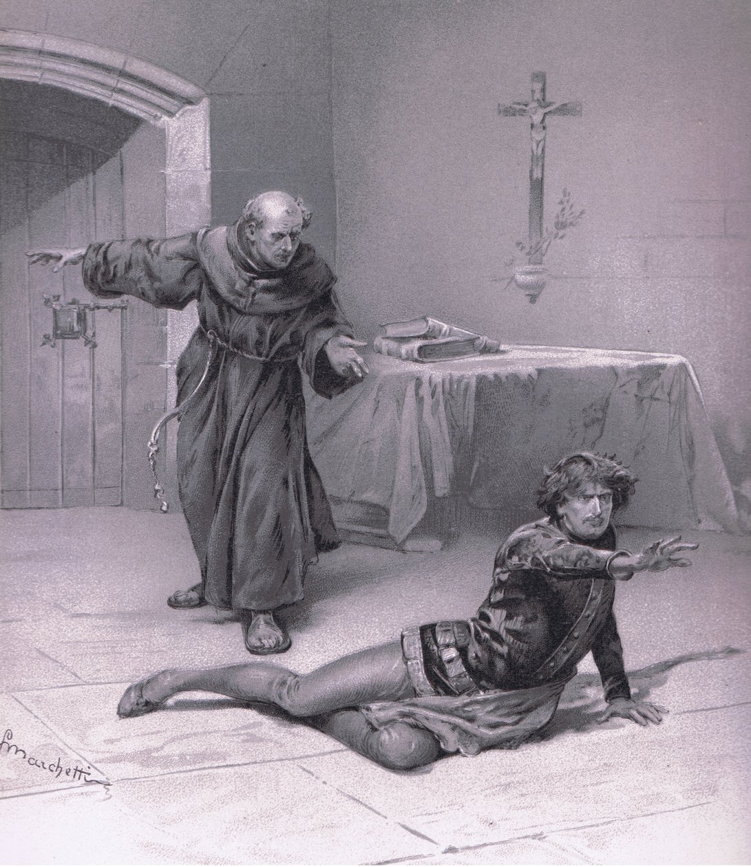 Lev her i himmelen, og kan se på henne., illustrasjon fra Romeo og Julie, av Ludovico Marchetti