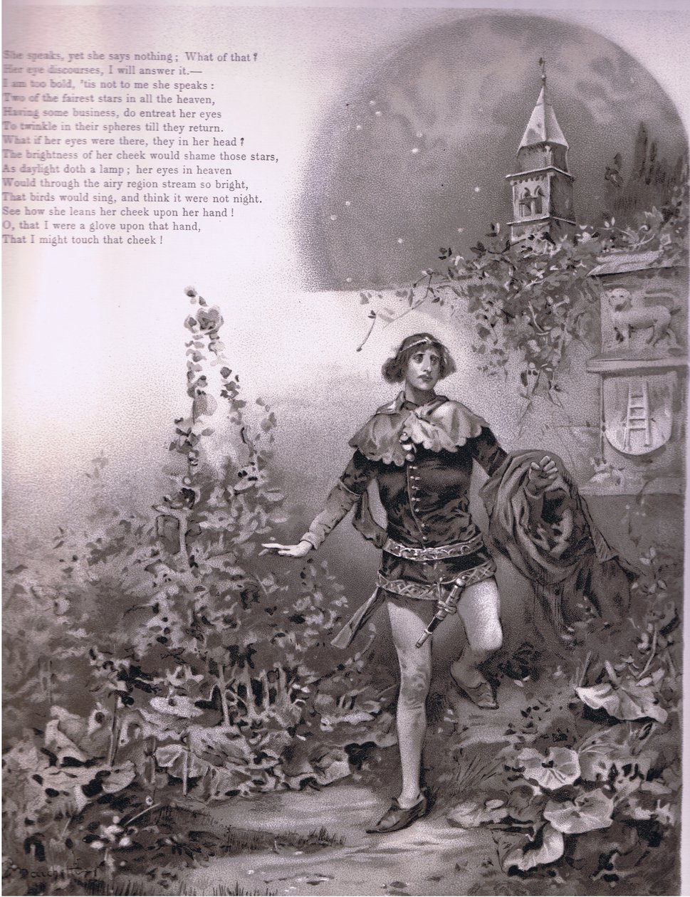 Hun snakker - men hun sier ingenting., illustrasjon fra Romeo og Julie, av Ludovico Marchetti