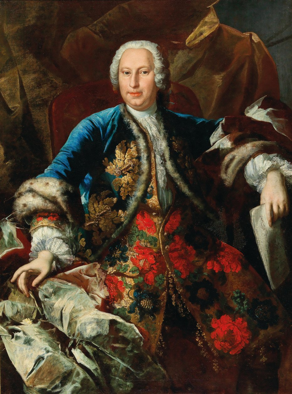 Portrett av komponisten Pietro Torri ca. 1650-1737, ca 1735. av Ludovico Stern